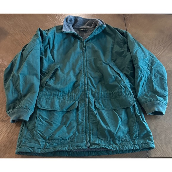 90s‎ J Crew Mens L Tall Full Zip Fleece Lined Jacket Coat Oarsman Green USA Made - Picture 1 of 8
